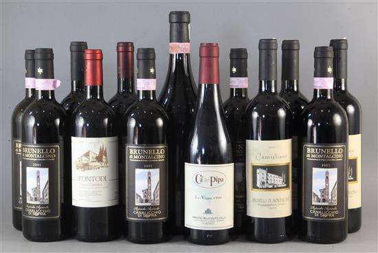 Five bottles of Brunello Di Montalcino, 2001, Canalicchio Di Sopra, four bottles of Camigliano, 2001 and four other Italian reds